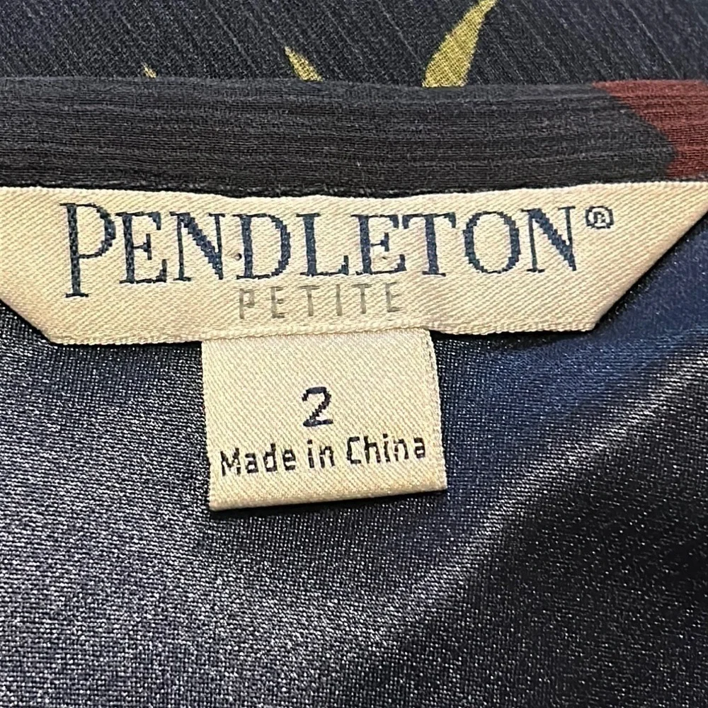 PENDLETON Floral Midi Skirt Dark Navy Chiffon High Waist Tahitian Garden Sz 2 P
